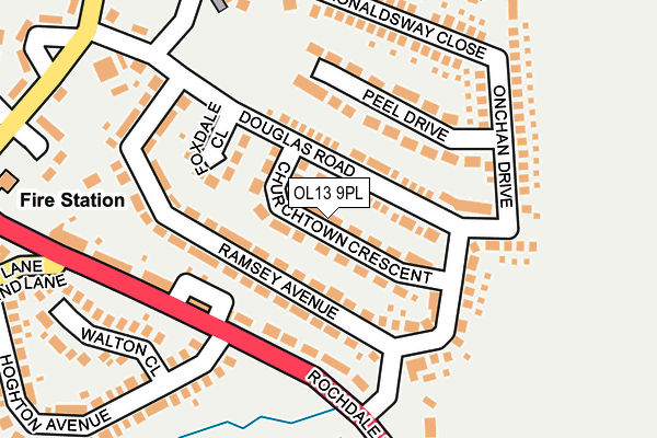 OL13 9PL map - OS OpenMap – Local (Ordnance Survey)