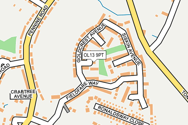 OL13 9PT map - OS OpenMap – Local (Ordnance Survey)