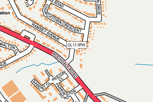 OL13 9PW map - OS OpenMap – Local (Ordnance Survey)