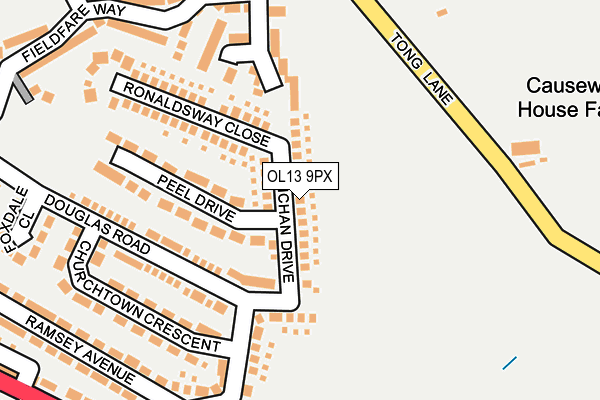 OL13 9PX map - OS OpenMap – Local (Ordnance Survey)