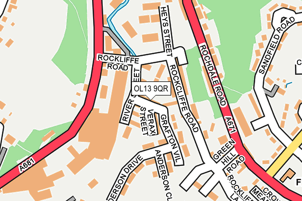 OL13 9QR map - OS OpenMap – Local (Ordnance Survey)