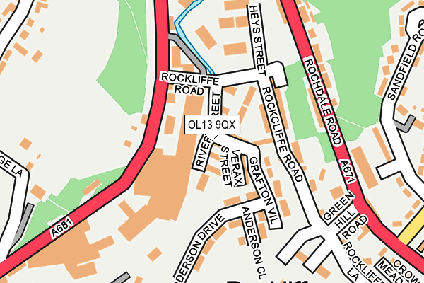 OL13 9QX map - OS OpenMap – Local (Ordnance Survey)