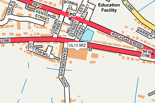 OL13 9RZ map - OS OpenMap – Local (Ordnance Survey)