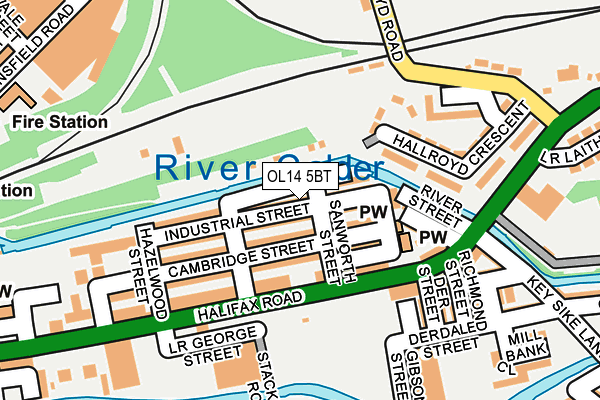 OL14 5BT map - OS OpenMap – Local (Ordnance Survey)