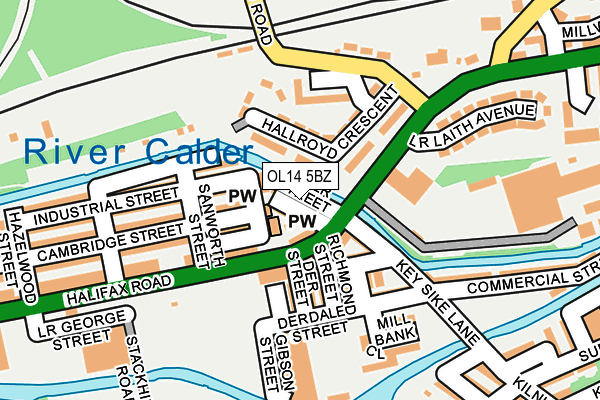 OL14 5BZ map - OS OpenMap – Local (Ordnance Survey)