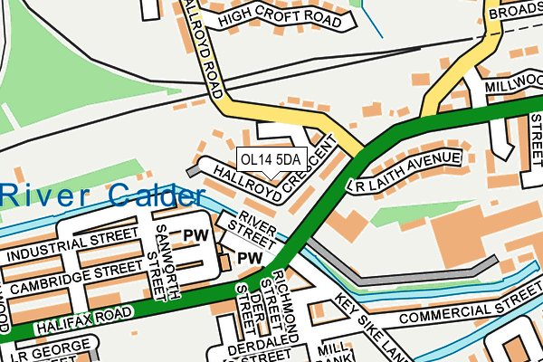 OL14 5DA map - OS OpenMap – Local (Ordnance Survey)