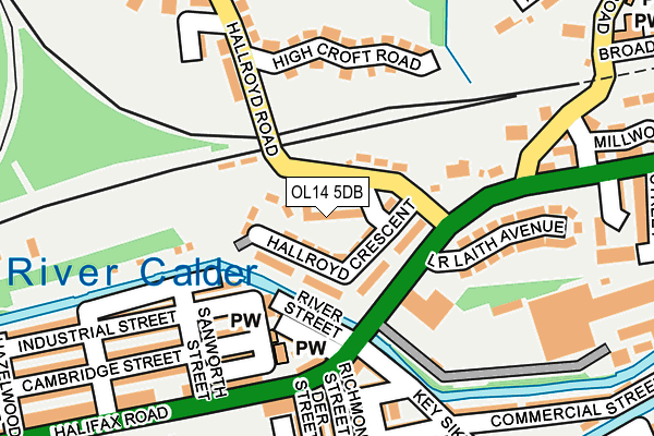 OL14 5DB map - OS OpenMap – Local (Ordnance Survey)