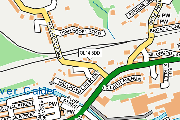 OL14 5DD map - OS OpenMap – Local (Ordnance Survey)