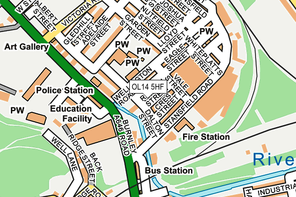 OL14 5HF map - OS OpenMap – Local (Ordnance Survey)