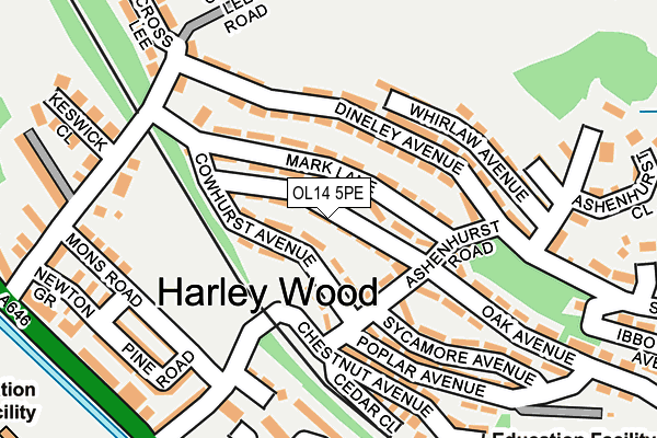 OL14 5PE map - OS OpenMap – Local (Ordnance Survey)