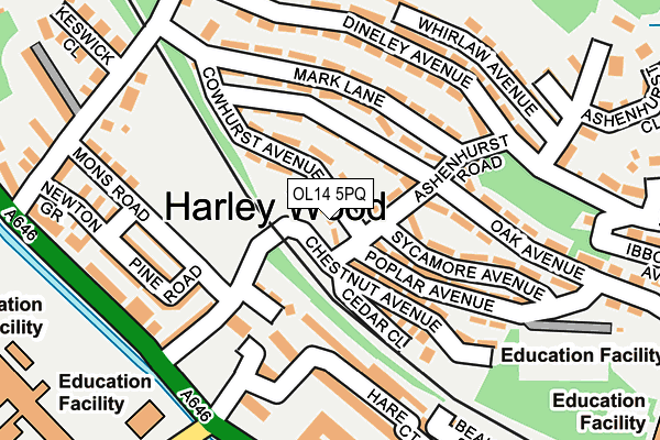 OL14 5PQ map - OS OpenMap – Local (Ordnance Survey)