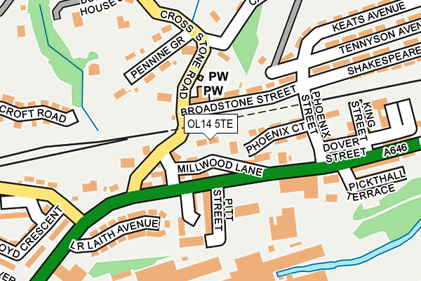 OL14 5TE map - OS OpenMap – Local (Ordnance Survey)