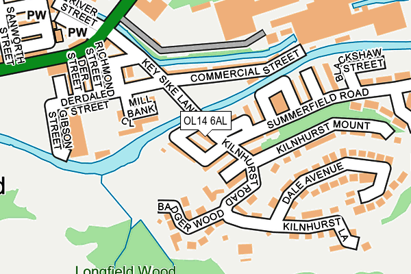 OL14 6AL map - OS OpenMap – Local (Ordnance Survey)