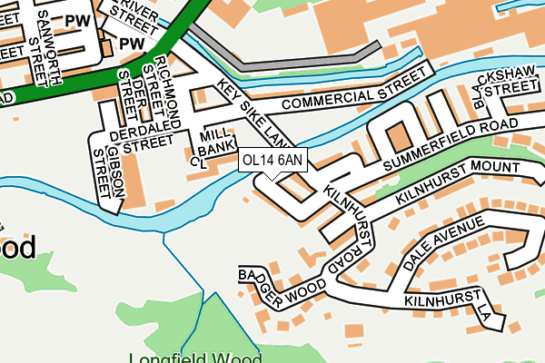 OL14 6AN map - OS OpenMap – Local (Ordnance Survey)