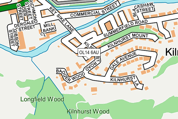OL14 6AU map - OS OpenMap – Local (Ordnance Survey)