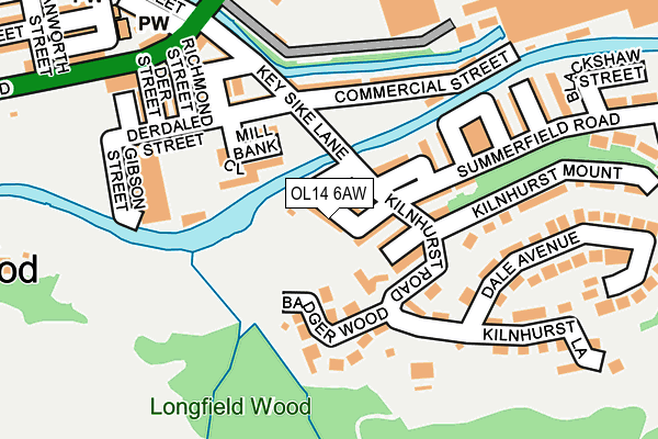 OL14 6AW map - OS OpenMap – Local (Ordnance Survey)