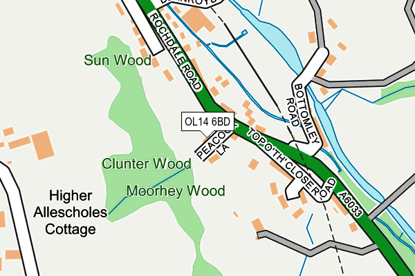 OL14 6BD map - OS OpenMap – Local (Ordnance Survey)