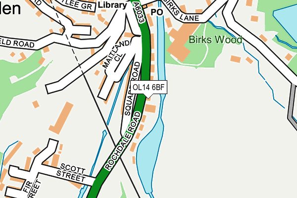 OL14 6BF map - OS OpenMap – Local (Ordnance Survey)