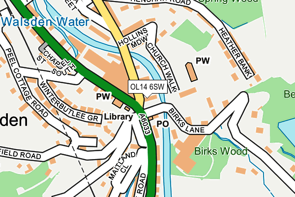 OL14 6SW map - OS OpenMap – Local (Ordnance Survey)
