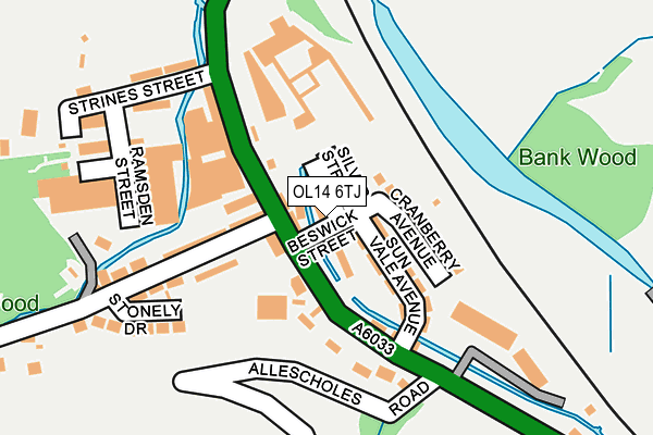 OL14 6TJ map - OS OpenMap – Local (Ordnance Survey)