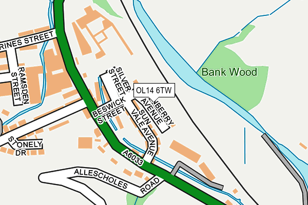 OL14 6TW map - OS OpenMap – Local (Ordnance Survey)