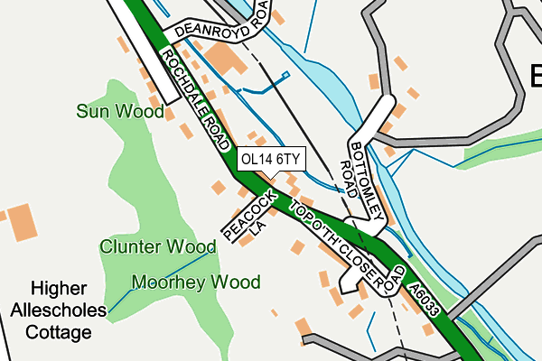 OL14 6TY map - OS OpenMap – Local (Ordnance Survey)