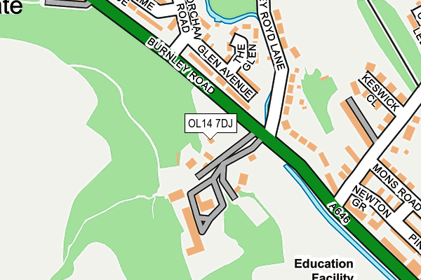 OL14 7DJ map - OS OpenMap – Local (Ordnance Survey)