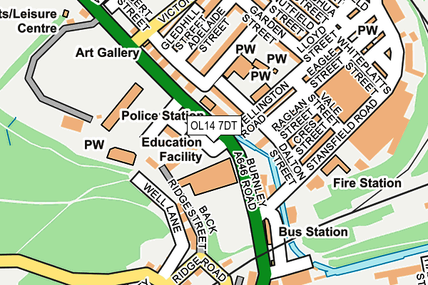 OL14 7DT map - OS OpenMap – Local (Ordnance Survey)