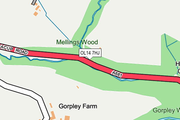 OL14 7HJ map - OS OpenMap – Local (Ordnance Survey)
