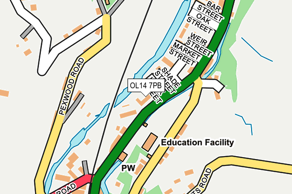 OL14 7PB map - OS OpenMap – Local (Ordnance Survey)