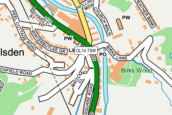 OL14 7SW map - OS OpenMap – Local (Ordnance Survey)
