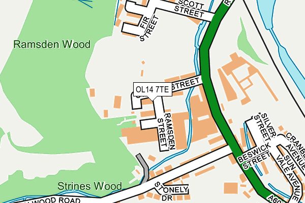 OL14 7TE map - OS OpenMap – Local (Ordnance Survey)