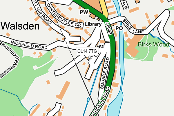 OL14 7TG map - OS OpenMap – Local (Ordnance Survey)