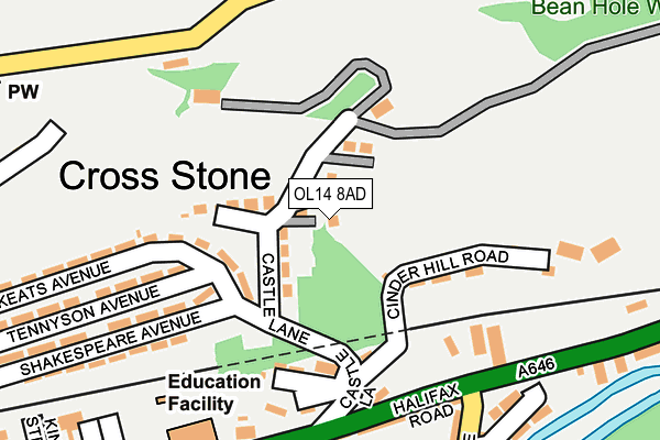 OL14 8AD map - OS OpenMap – Local (Ordnance Survey)