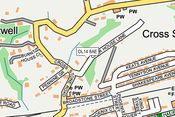 OL14 8AE map - OS OpenMap – Local (Ordnance Survey)