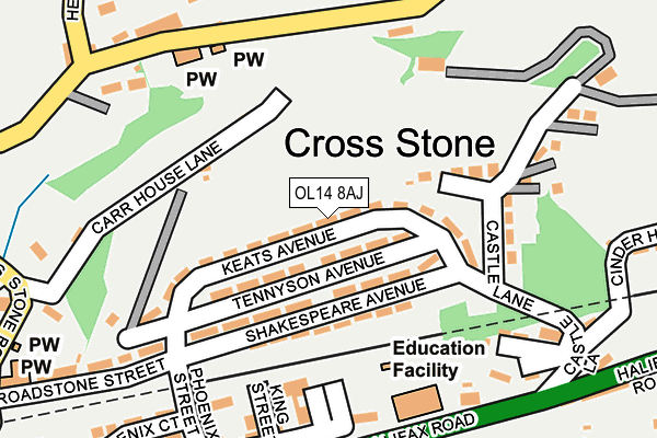 OL14 8AJ map - OS OpenMap – Local (Ordnance Survey)