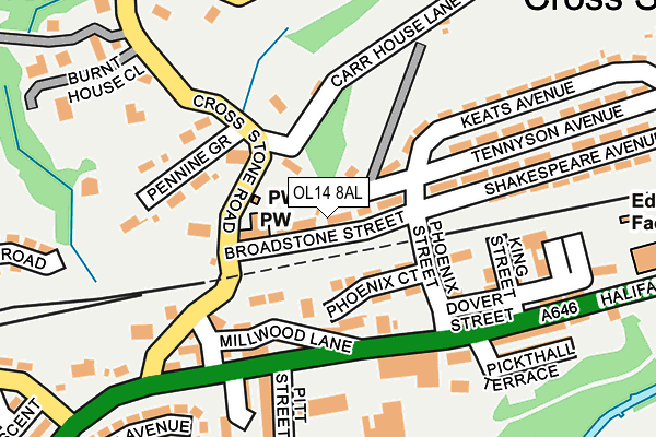 OL14 8AL map - OS OpenMap – Local (Ordnance Survey)