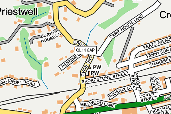 OL14 8AP map - OS OpenMap – Local (Ordnance Survey)