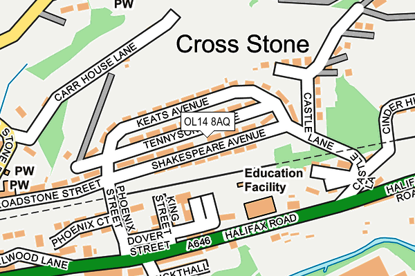 OL14 8AQ map - OS OpenMap – Local (Ordnance Survey)