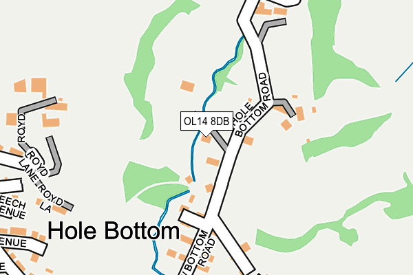 OL14 8DB map - OS OpenMap – Local (Ordnance Survey)