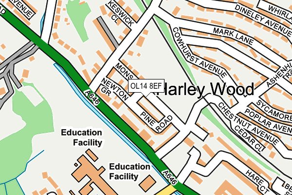 OL14 8EF map - OS OpenMap – Local (Ordnance Survey)