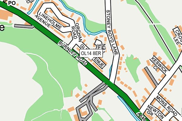 OL14 8ER map - OS OpenMap – Local (Ordnance Survey)