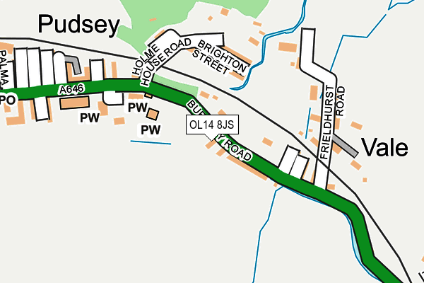 OL14 8JS map - OS OpenMap – Local (Ordnance Survey)