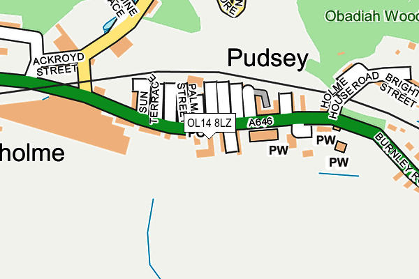 OL14 8LZ map - OS OpenMap – Local (Ordnance Survey)