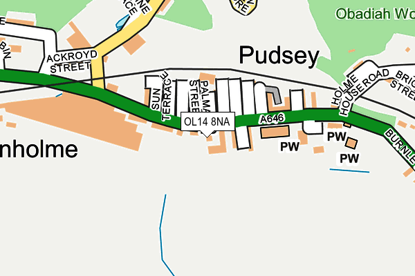 OL14 8NA map - OS OpenMap – Local (Ordnance Survey)