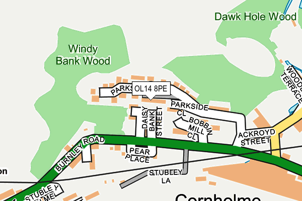 OL14 8PE map - OS OpenMap – Local (Ordnance Survey)