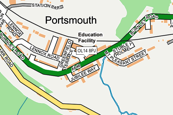 OL14 8PJ map - OS OpenMap – Local (Ordnance Survey)