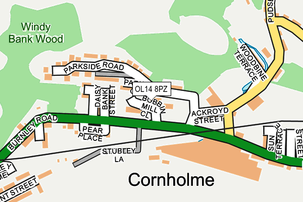 OL14 8PZ map - OS OpenMap – Local (Ordnance Survey)