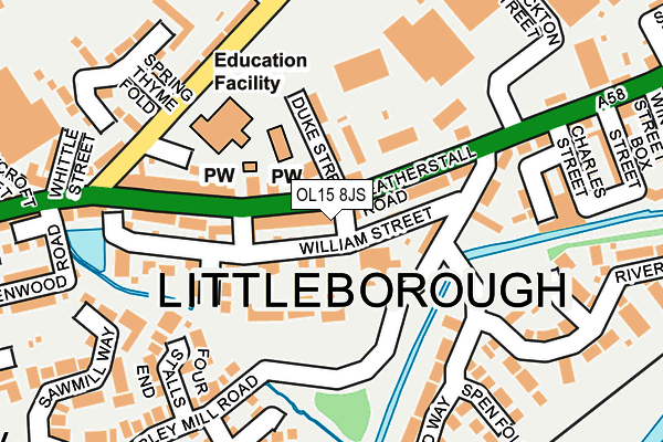 OL15 8JS map - OS OpenMap – Local (Ordnance Survey)