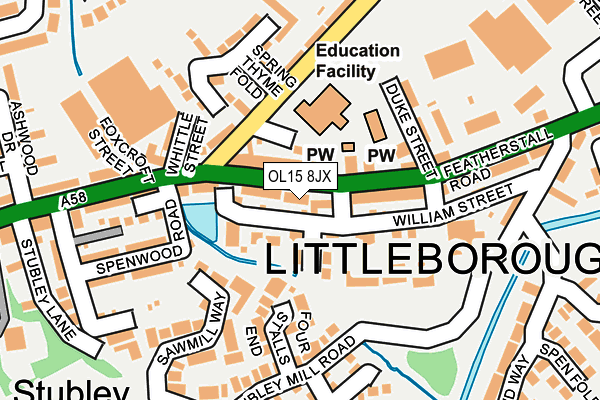 OL15 8JX map - OS OpenMap – Local (Ordnance Survey)